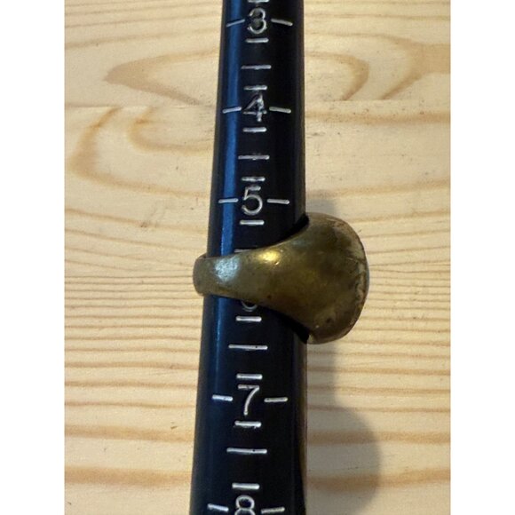 Large Vintage Turquoise Brass Ring With Dome Stone - Picture 7 of 7